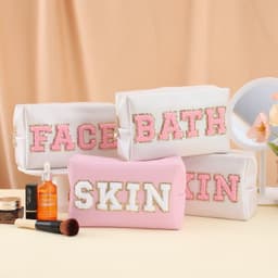 image-Towel Embroidery Letter Sticker Makeup Outdoor Travel Toiletry Bag