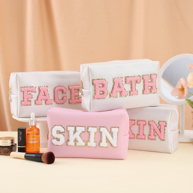 image-Towel Embroidery Letter Sticker Makeup Outdoor Travel Toiletry Bag