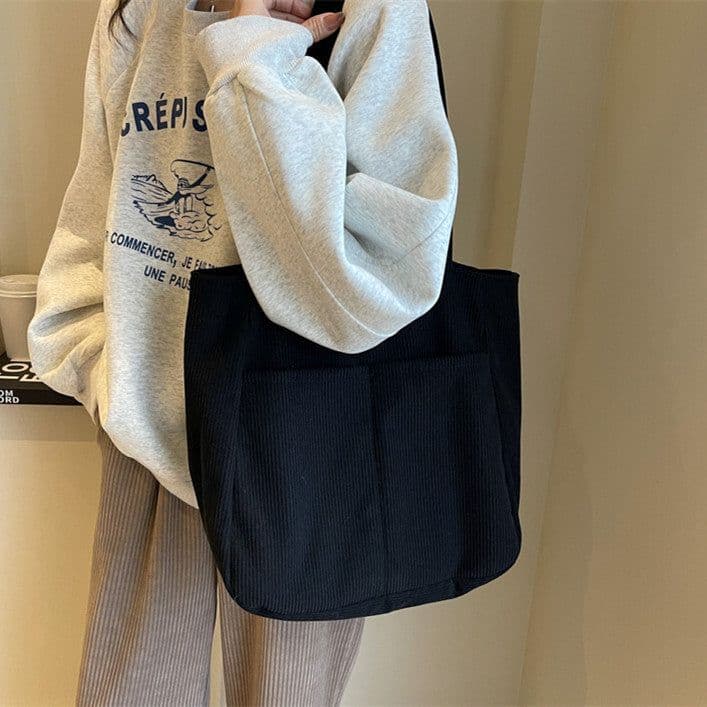 image-Women's Fashion Large Capacity Corduroy Shoulder Messenger Bag