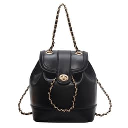 image-Women's Chain Backpack One Shoulder Retro Oily Bucket Bag