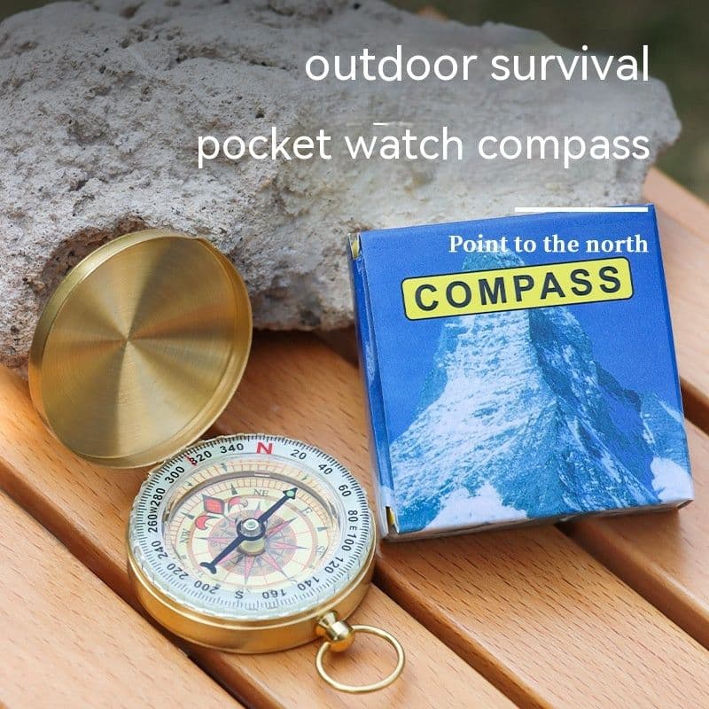 image-Pocket Watch Retro Flip Compass Outdoor Climbing Multifunctional Lidded Luminous