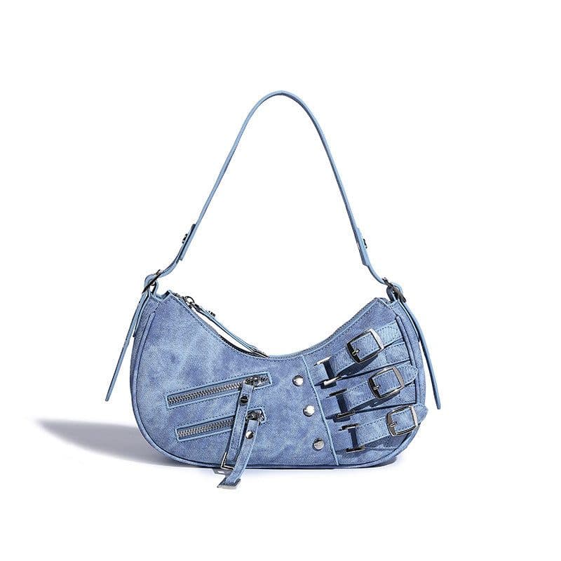 image-Denim Underarm Bag American Retro