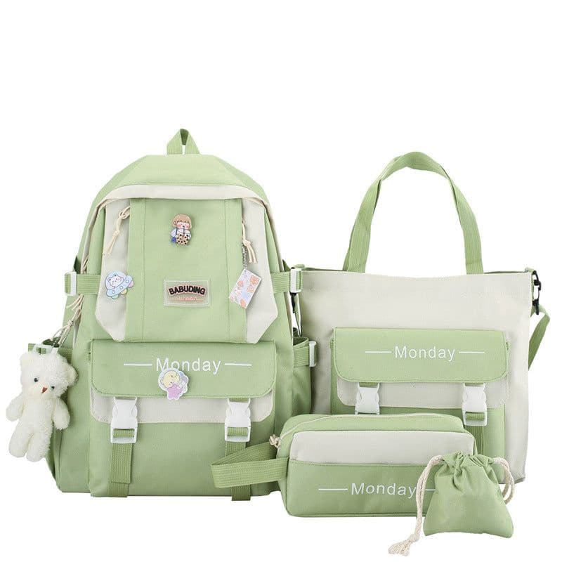 image-Women's Schoolbag Women's Four-piece Canvas Backpack