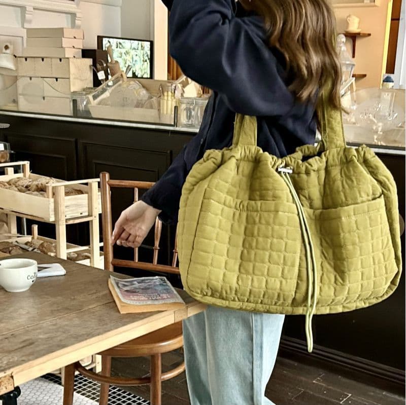 image-Large Capacity Totes Nylon Women's Rhombus Plaid