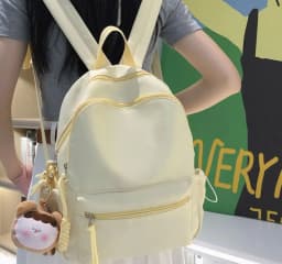 image-Women's Japanese Style Solid Color Raw Backpack Cute And Lightweight Travel