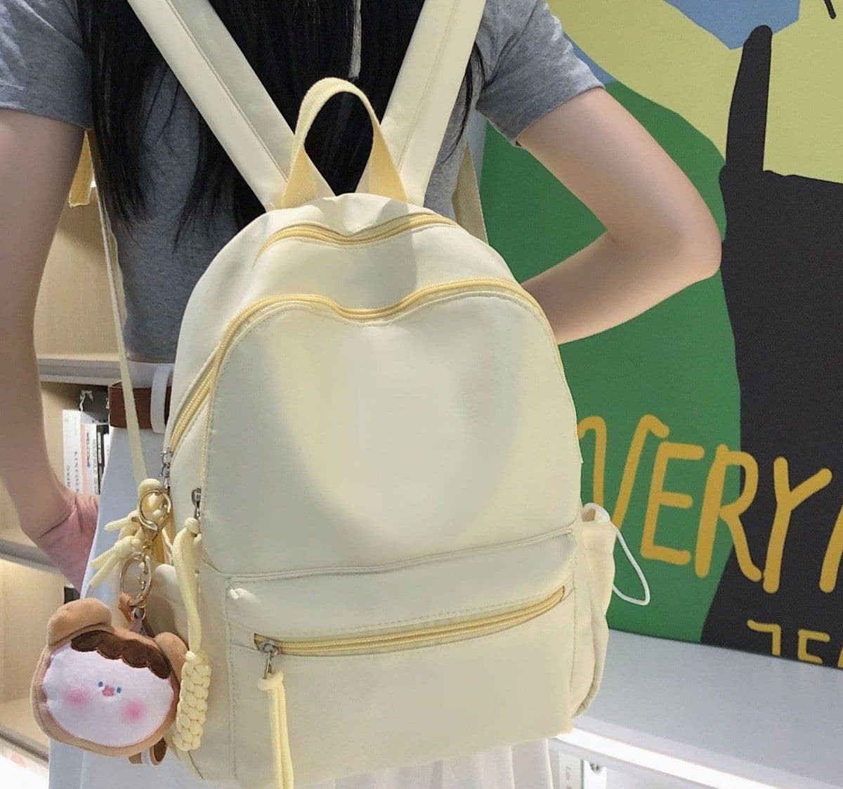 image-Women's Japanese Style Solid Color Raw Backpack Cute And Lightweight Travel