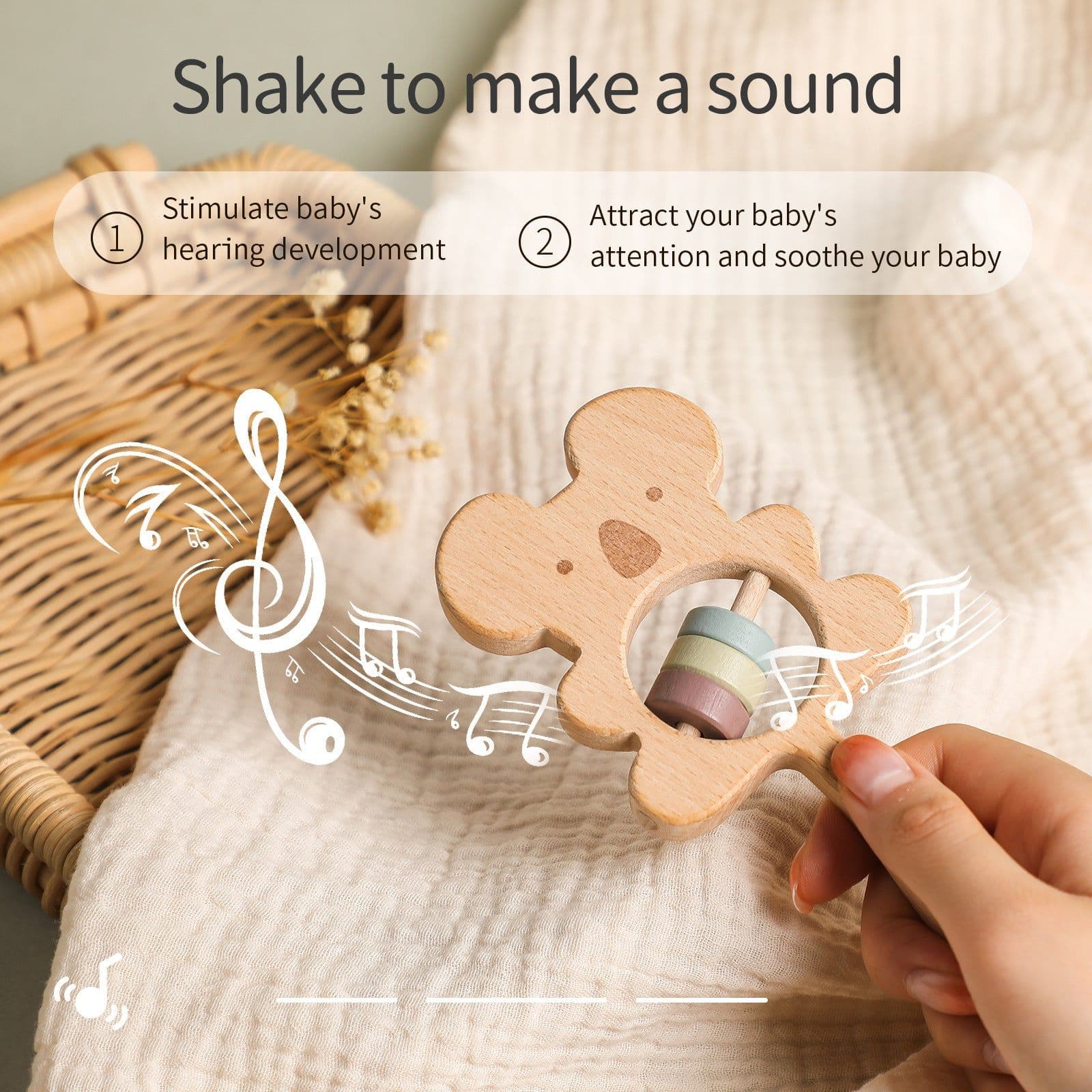 image-Baby Hand-held Rattle DIY Soothing Wooden Toys