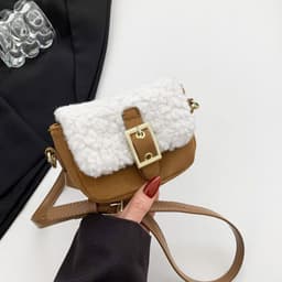 image-Plush Stitching Fashion Underarm Bag Women's Bag
