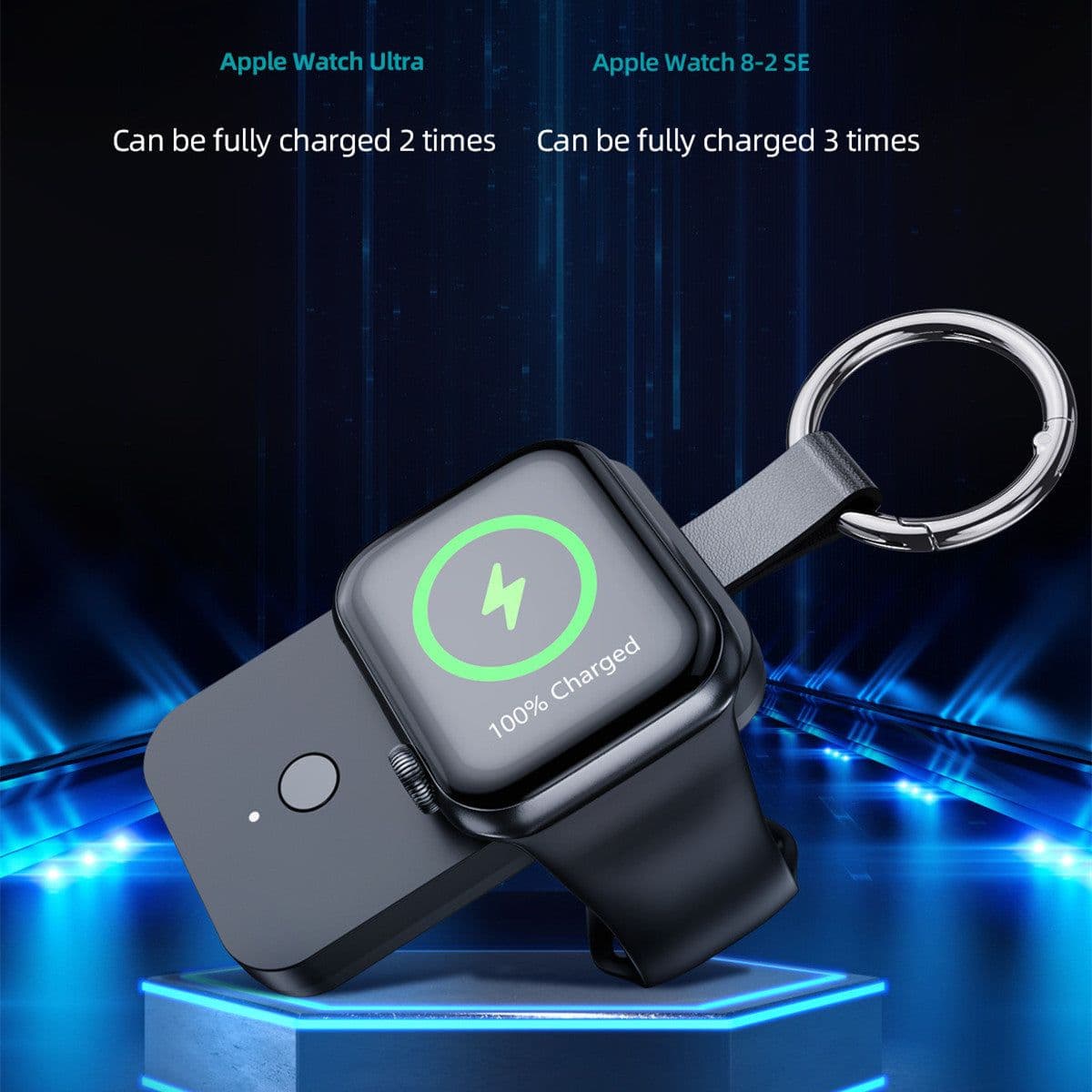 image-Portable 1000mAh Magnetic Watch Power Bank Keychain Wireless Charger