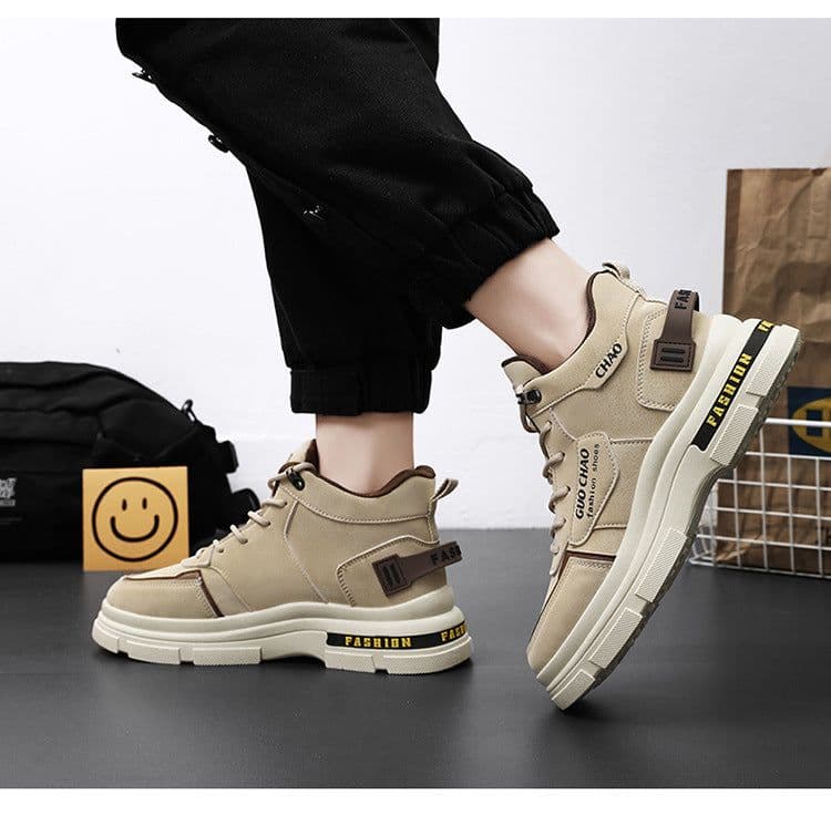 image-Men's Shoes Breathable High Top Working Wear Shoes Non-slip Casual Boots