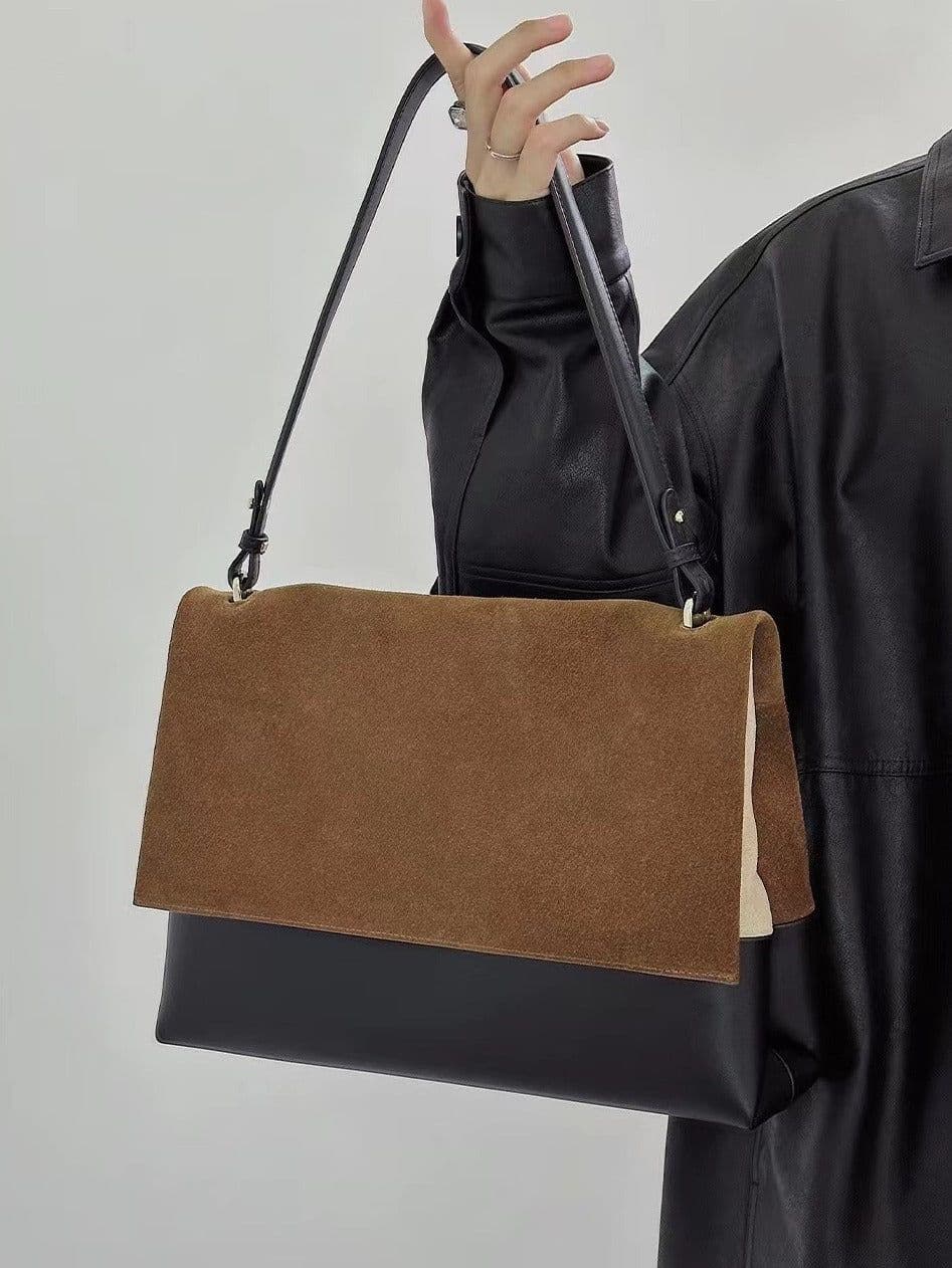 image-Retro Contrast Color Underarm Premium Shoulder Messenger Bag