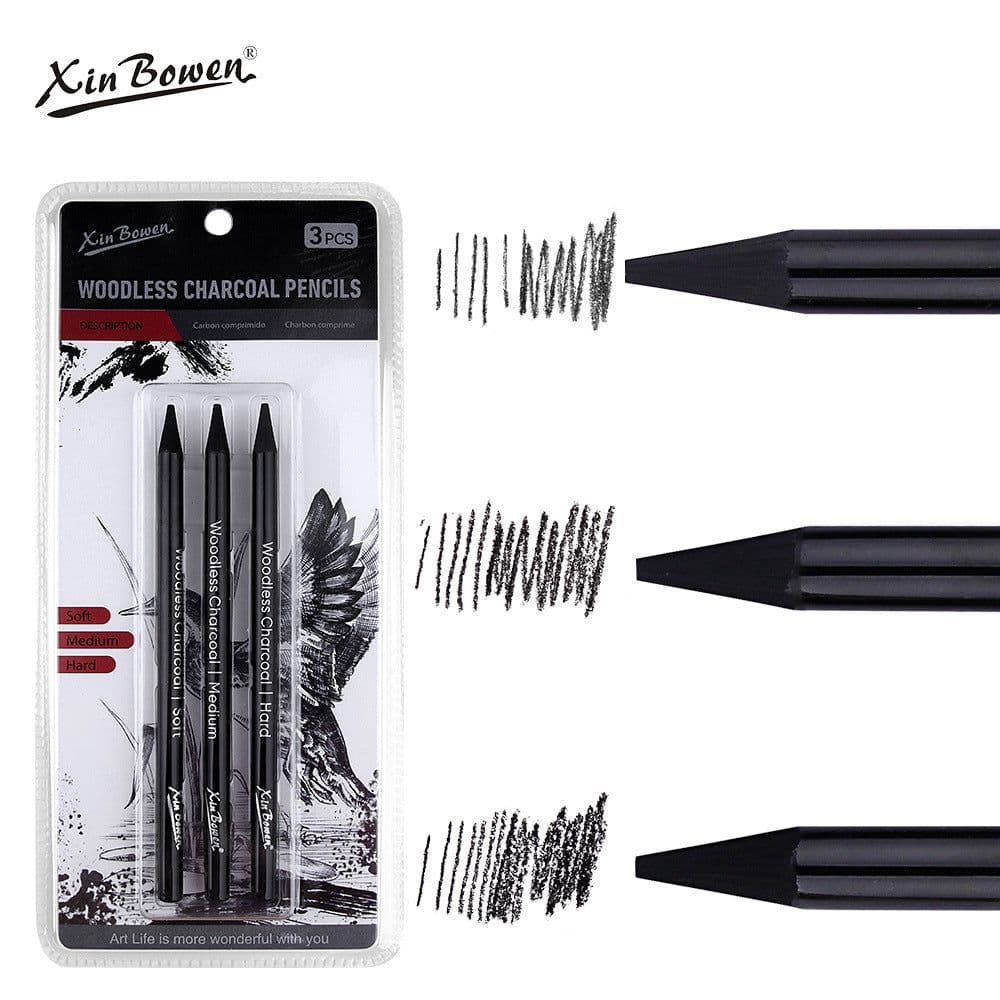 image-Wood-free Graphite Full Lead Sketching Pencil 6 PCs Suit For Art