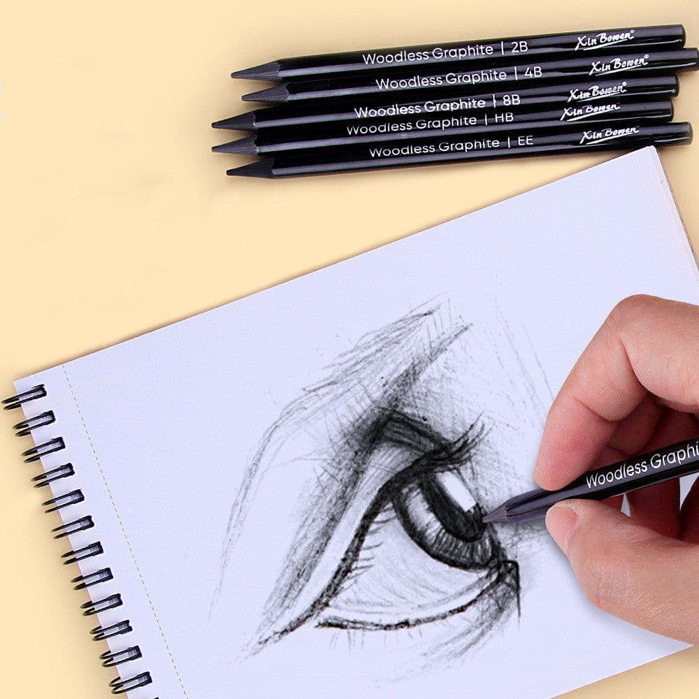 image-Wood-free Graphite Full Lead Sketching Pencil 6 PCs Suit For Art