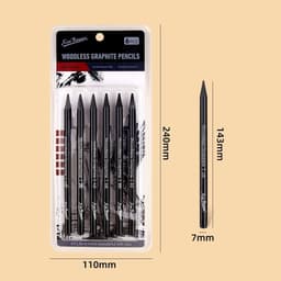image-Wood-free Graphite Full Lead Sketching Pencil 6 PCs Suit For Art