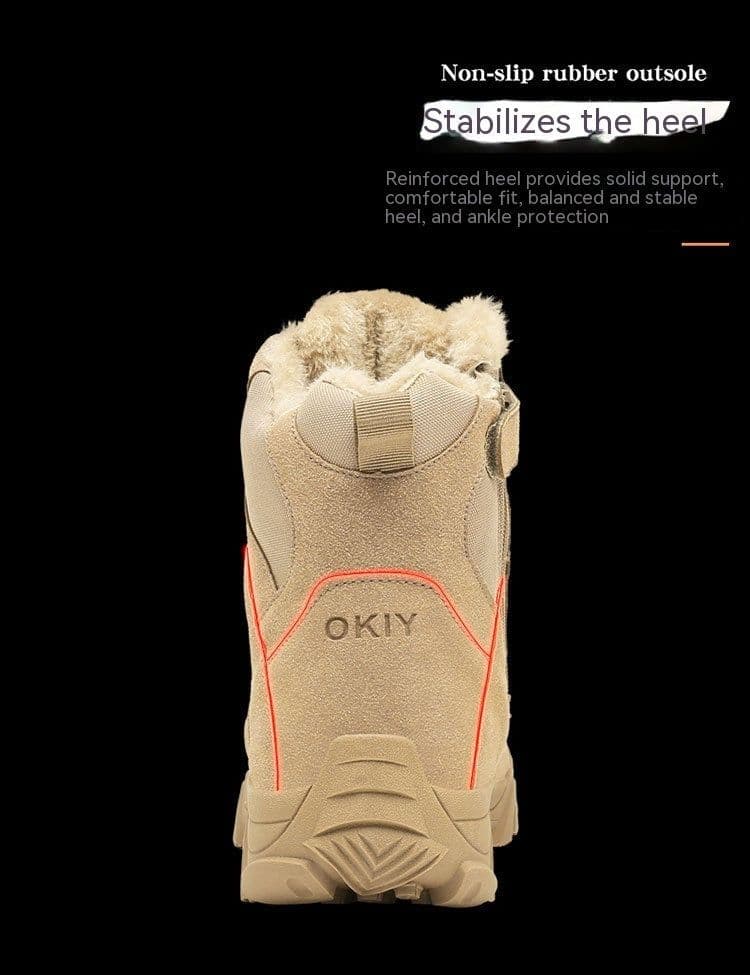 image-Men's Export Winter Camping Combat Military Fleece-lined Warm Snow Outdoor Climbing Boots Training Shoes