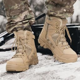 image-Men's Export Winter Camping Combat Military Fleece-lined Warm Snow Outdoor Climbing Boots Training Shoes