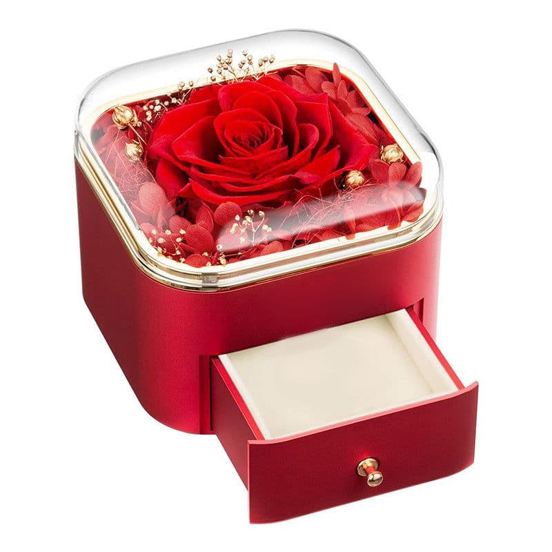 image-Valentines Day Rose Flower Drawer Jewelry Box Earrings Ring Necklace Storage Valentine's Day Gift Box Romantic Jewelry Packaging Box