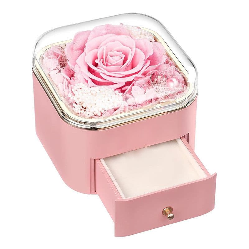 image-Valentines Day Rose Flower Drawer Jewelry Box Earrings Ring Necklace Storage Valentine's Day Gift Box Romantic Jewelry Packaging Box