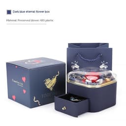 image-Valentines Day Rose Flower Drawer Jewelry Box Earrings Ring Necklace Storage Valentine's Day Gift Box Romantic Jewelry Packaging Box