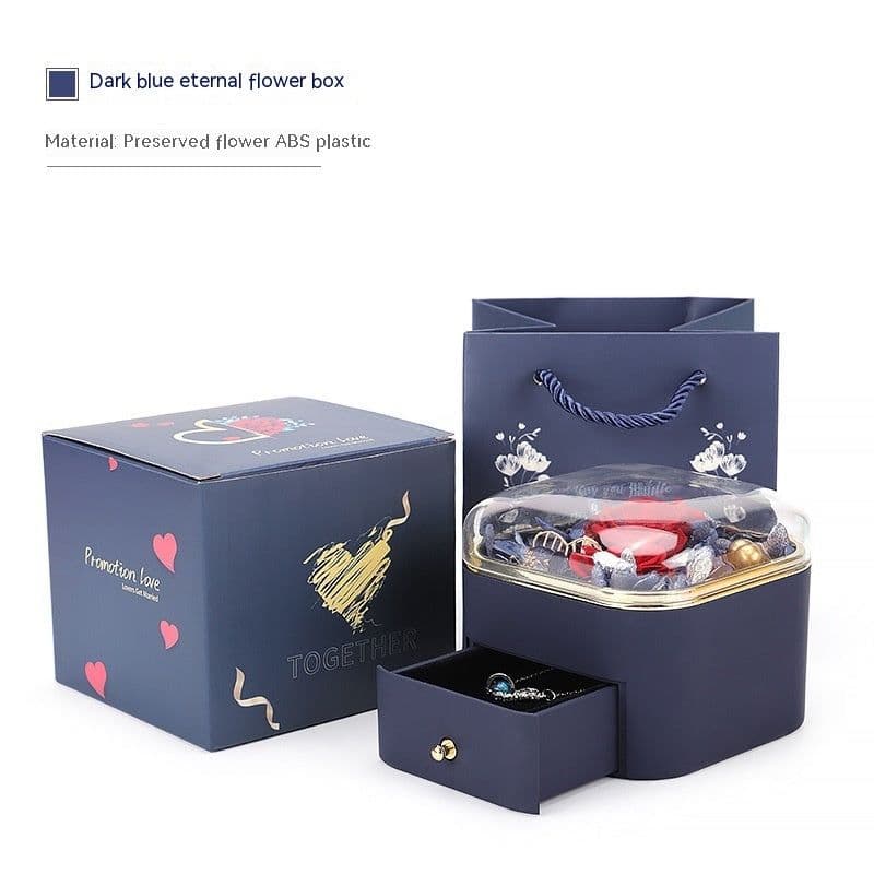 image-Valentines Day Rose Flower Drawer Jewelry Box Earrings Ring Necklace Storage Valentine's Day Gift Box Romantic Jewelry Packaging Box