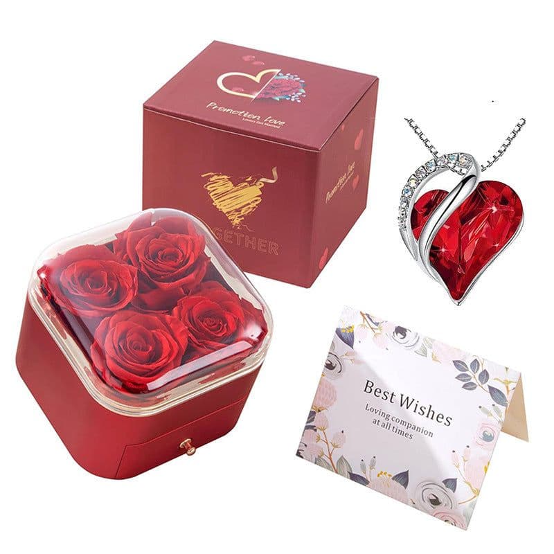 image-Valentines Day Rose Flower Drawer Jewelry Box Earrings Ring Necklace Storage Valentine's Day Gift Box Romantic Jewelry Packaging Box