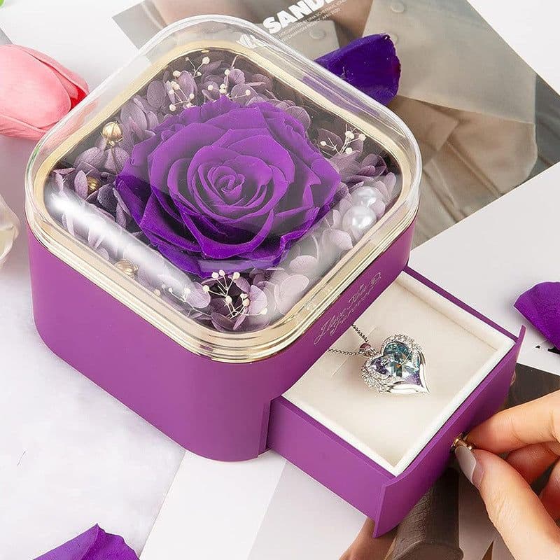 image-Valentines Day Rose Flower Drawer Jewelry Box Earrings Ring Necklace Storage Valentine's Day Gift Box Romantic Jewelry Packaging Box