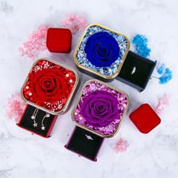 image-Valentines Day Rose Flower Drawer Jewelry Box Earrings Ring Necklace Storage Valentine's Day Gift Box Romantic Jewelry Packaging Box