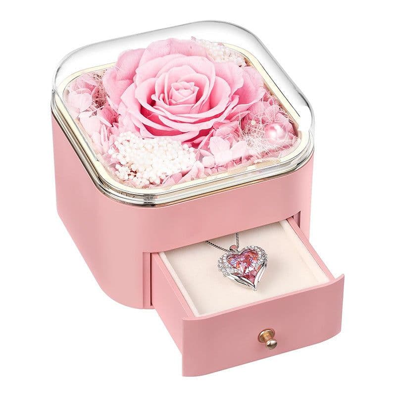 image-Valentines Day Rose Flower Drawer Jewelry Box Earrings Ring Necklace Storage Valentine's Day Gift Box Romantic Jewelry Packaging Box