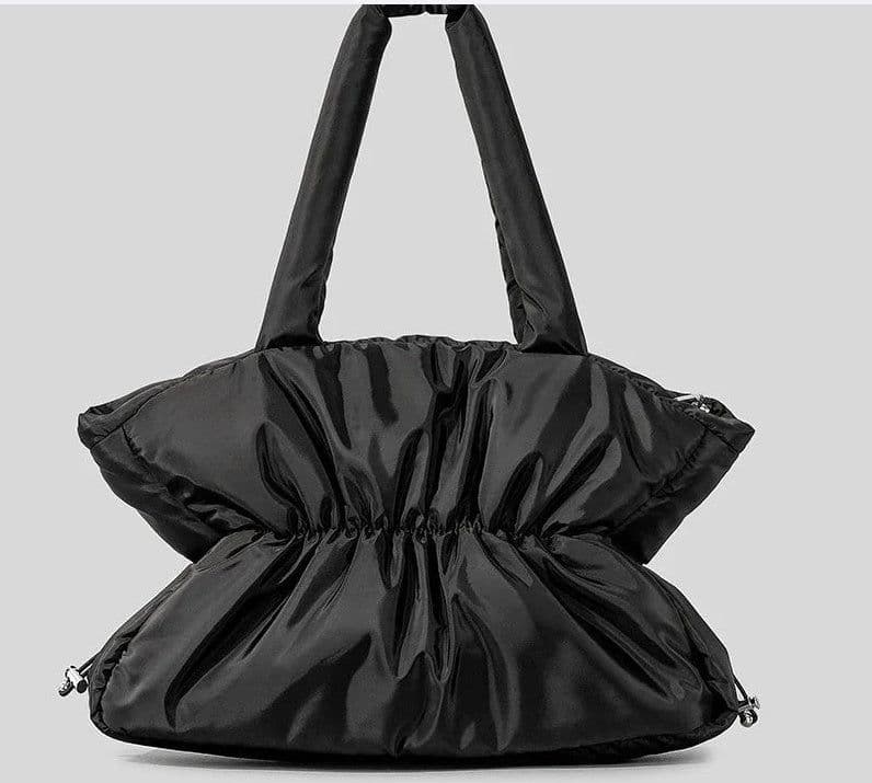image-Autumn And Winter Pleated Cotton Filled Large Capacity Handbag For Women