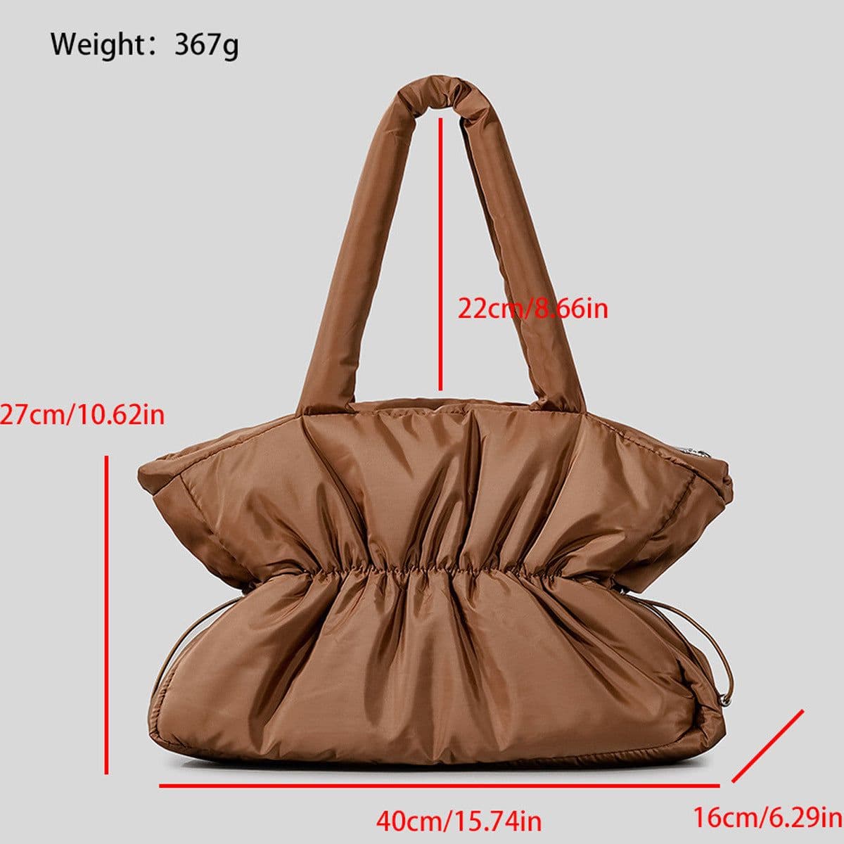 image-Autumn And Winter Pleated Cotton Filled Large Capacity Handbag For Women