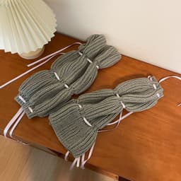 image-Puff Lantern Lace-up Knitted Girl Foot Sock