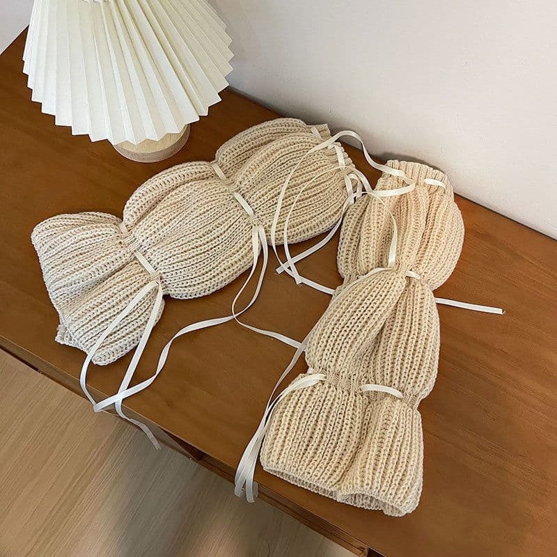 image-Puff Lantern Lace-up Knitted Girl Foot Sock