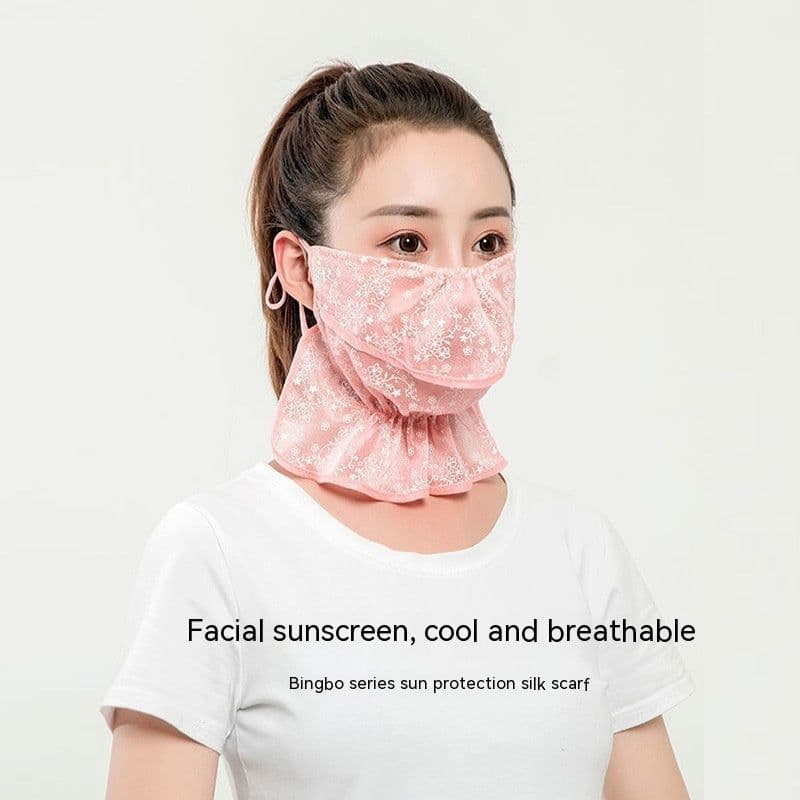 image-Summer Sun Protection Mask Outdoor Sun Protection Neck Protection Ice Silk Fabric Breathable And Dustproof