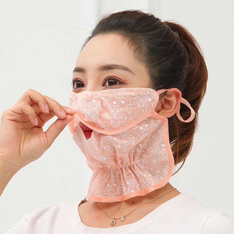 image-Summer Sun Protection Mask Outdoor Sun Protection Neck Protection Ice Silk Fabric Breathable And Dustproof