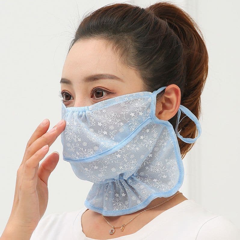 image-Summer Sun Protection Mask Outdoor Sun Protection Neck Protection Ice Silk Fabric Breathable And Dustproof