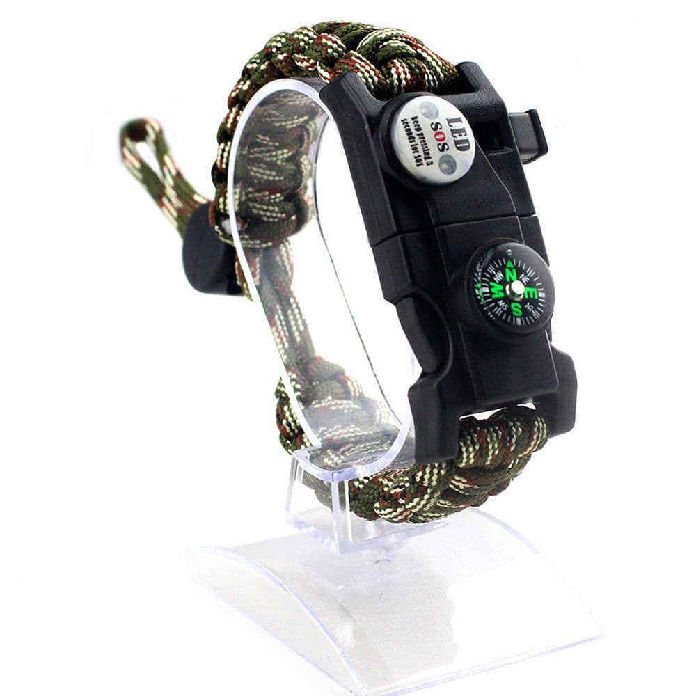 image-Outdoor Emergency Life-saving Paracord Bracelet Compass Whistle Led Light SOS Camping Supplies