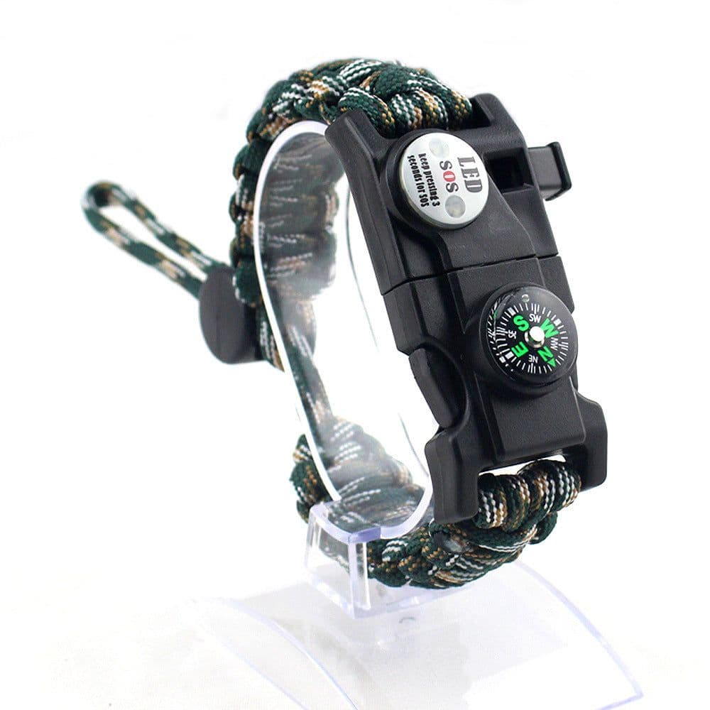 image-Outdoor Emergency Life-saving Paracord Bracelet Compass Whistle Led Light SOS Camping Supplies