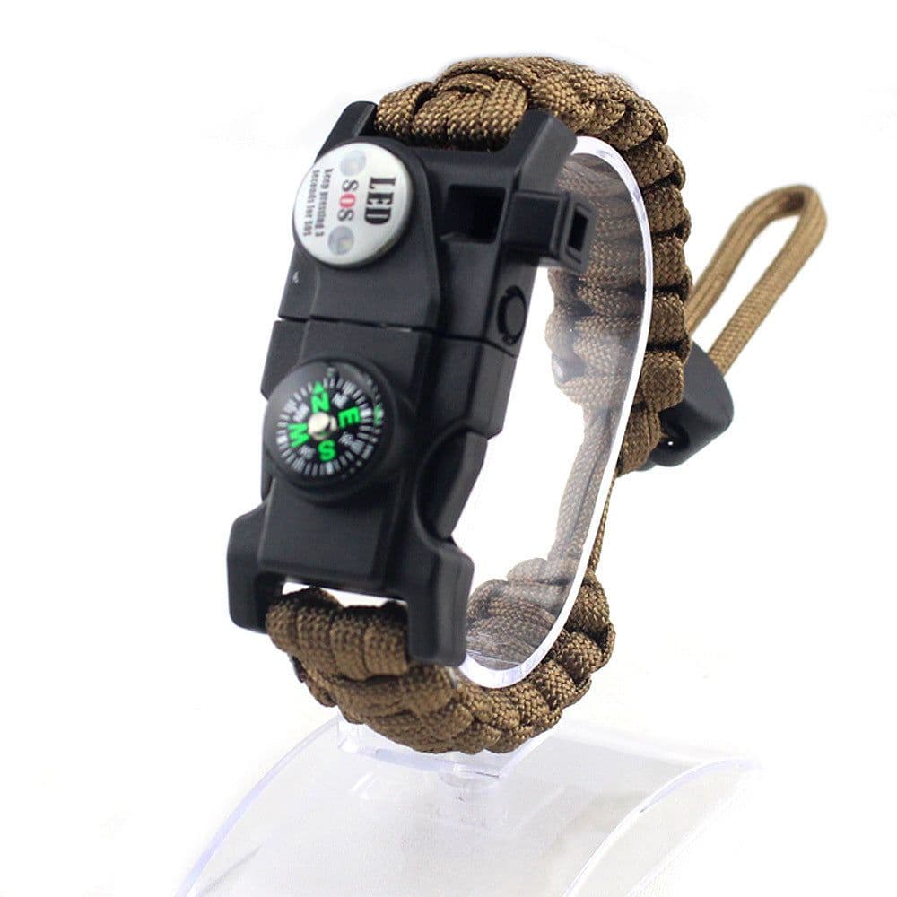 image-Outdoor Emergency Life-saving Paracord Bracelet Compass Whistle Led Light SOS Camping Supplies