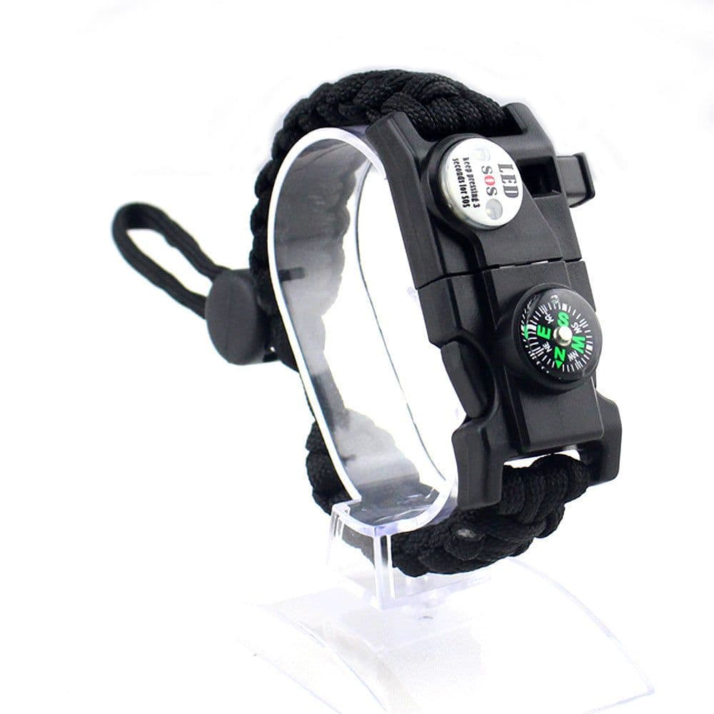 image-Outdoor Emergency Life-saving Paracord Bracelet Compass Whistle Led Light SOS Camping Supplies