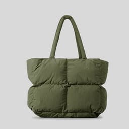image-New Diamond All-match Portable Army Green Cotton-filled Tote Bag