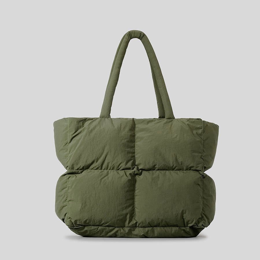 image-New Diamond All-match Portable Army Green Cotton-filled Tote Bag