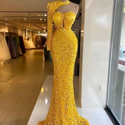 image-Sequined Pearl Embroidery Lace Asymmetric Single Sleeve Dress