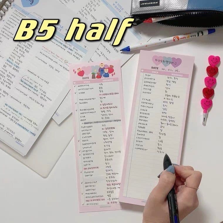 image-Notepad Cute Vertical Double-sided Printing Learning Paper English Words Note Paper
