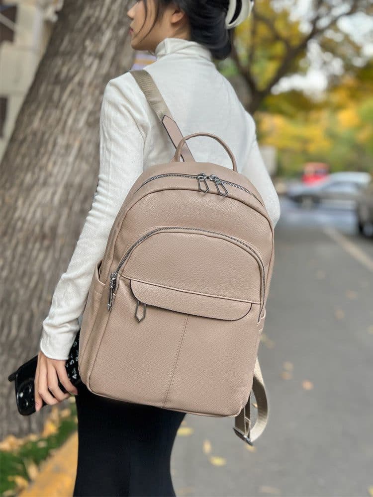 image-Fashion College Schoolbag Trendy Backpack Women's All-match Simple Large Capacity