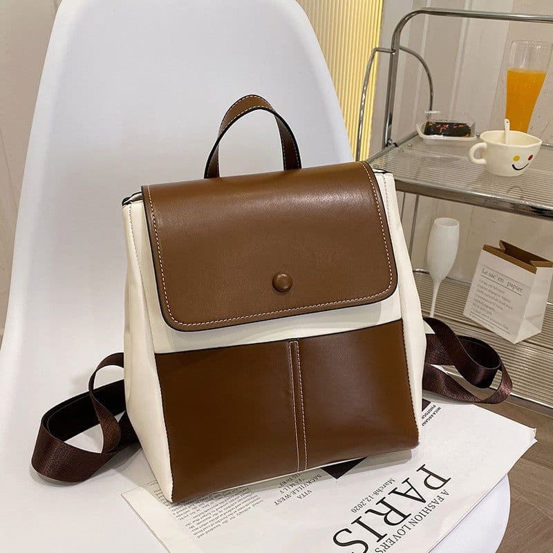 image-Women's Fashionable Large-capacity Textured Casual Backpack