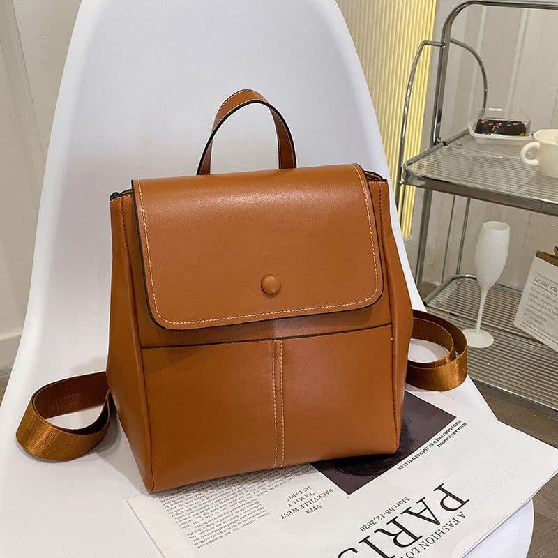 image-Women's Fashionable Large-capacity Textured Casual Backpack