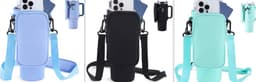 image-Slok Water Bottle Carrier Bag, Compatible With 40oz Tumbler With Handle, Modern Water Bottle Holder With Simple Adjustable Strap For Outdoor Walking Hiking Travelling Sports-Blue Purple