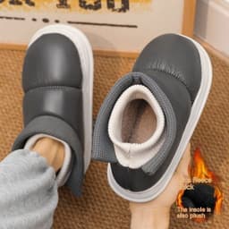 image-Snow Boots Men's Winter Warm Fur Integrated Waterproof Non-slip Home Cotton Slippers