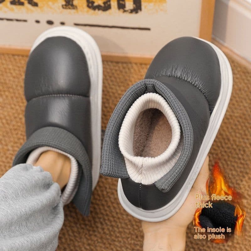 image-Snow Boots Men's Winter Warm Fur Integrated Waterproof Non-slip Home Cotton Slippers