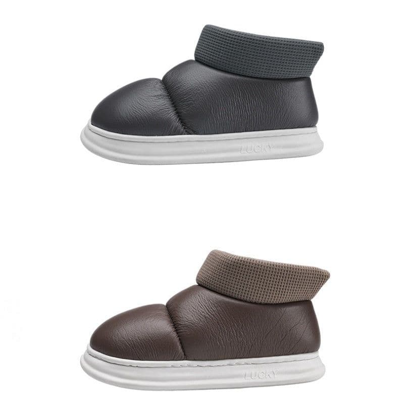 image-Snow Boots Men's Winter Warm Fur Integrated Waterproof Non-slip Home Cotton Slippers